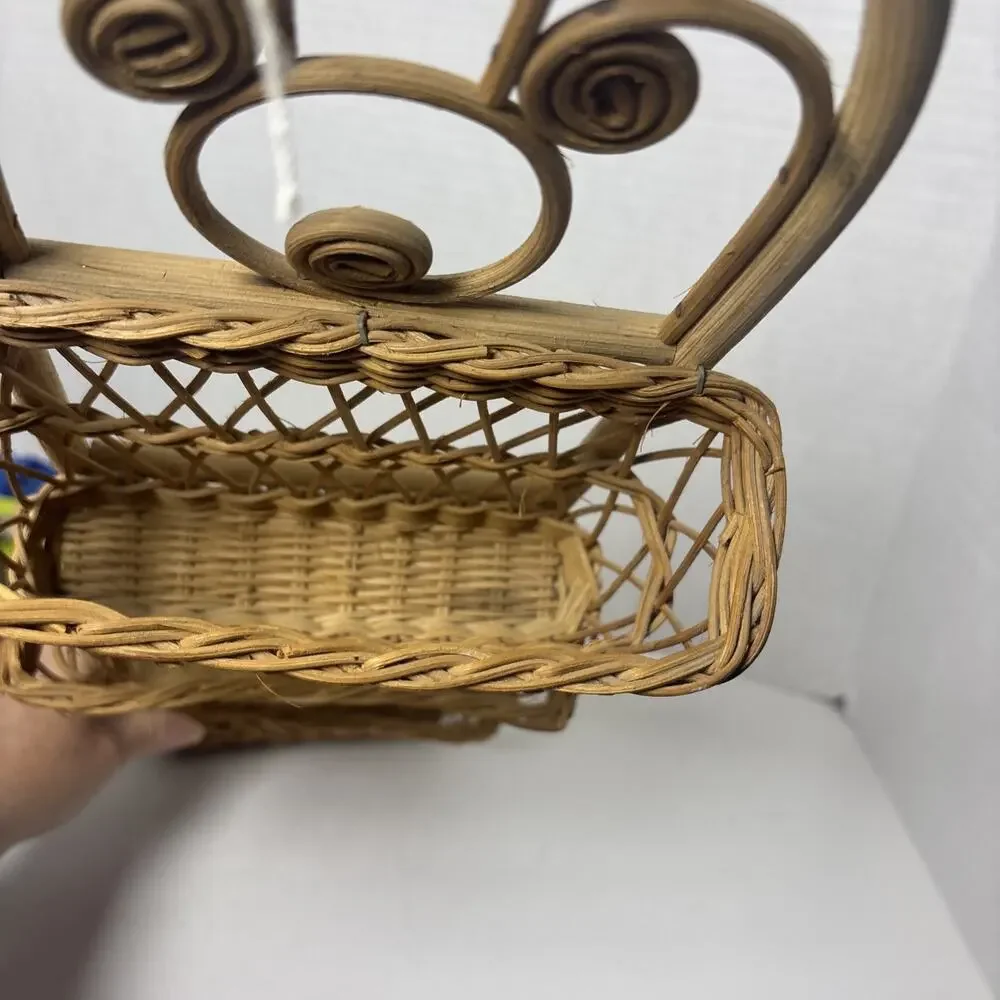 Vintage Boho Rattan Wicker Hanging Mail 3 Pocket Organizer 22
